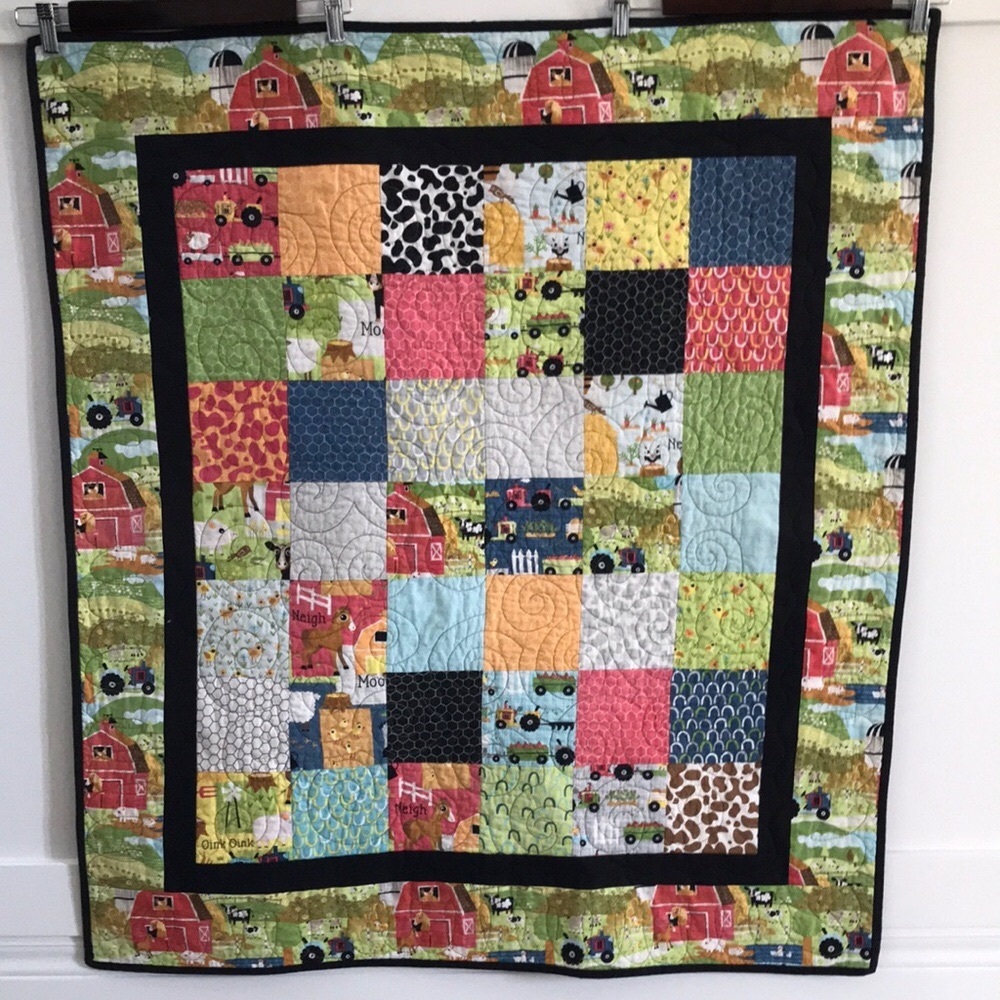 Handmade Farmhouse Patchwork Quilt Baby Crib